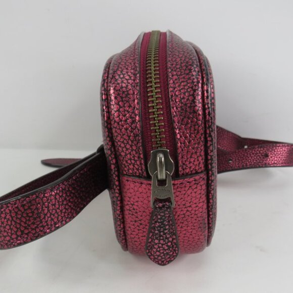 Coach Metallic Berry Pink Pebbled Leather Belt Fanny Pack 4x7x2 - Picture 2 of 6